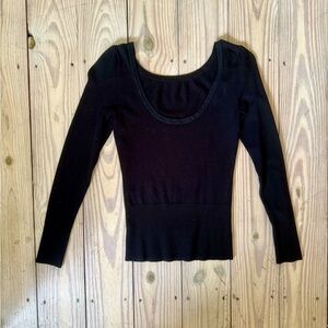 Express Long-sleeve Black Scoop Neck Shirt